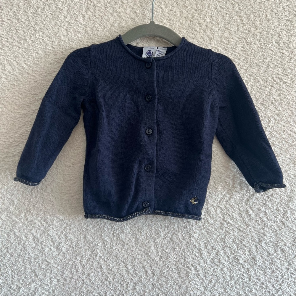Petit Bateau Baby Long Sleeve Wool Cotton Blend Blue Sweater Size 12 Months